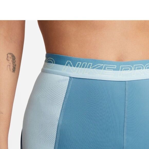 Nike Pro High-Waisted 7/8 Training Leggings Noise Aqua Blue DX0063 440 NWT in pk - Picture 5 of 10